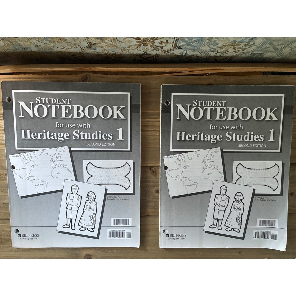 Set of 2 BJU Press Heritage Studies 1 Student Notebook Second Edition Workbooks